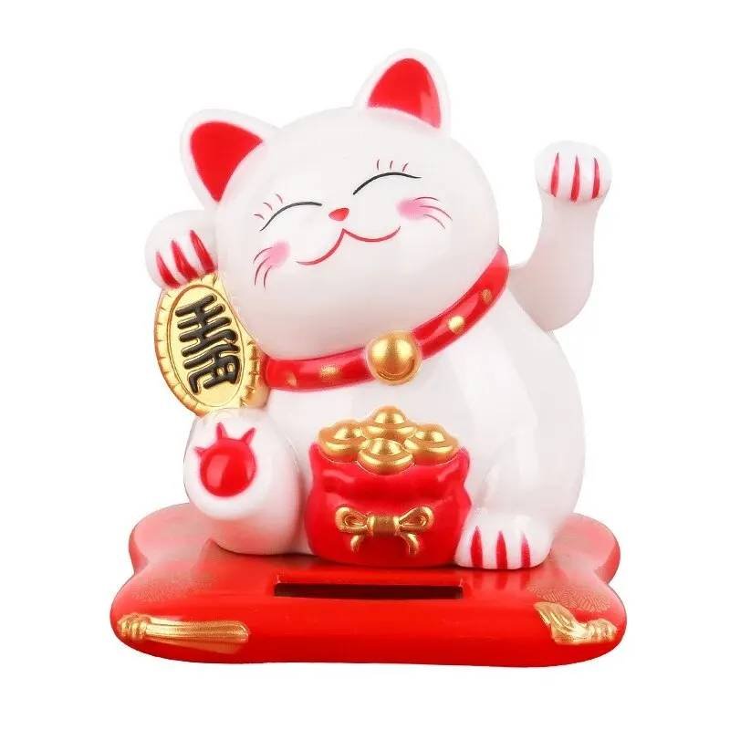 1pc Lucky Beckoning Cat Solar Powered Waving Wealth Good For
