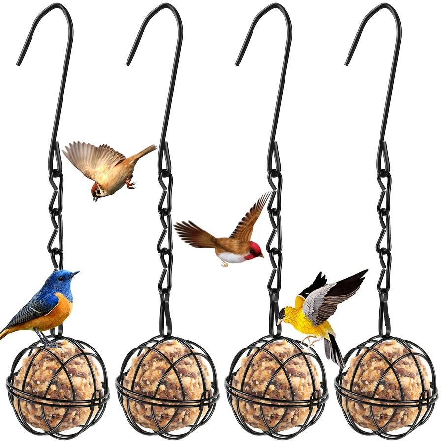Hanging Metal Fat Ball Feeders (Set of Four)