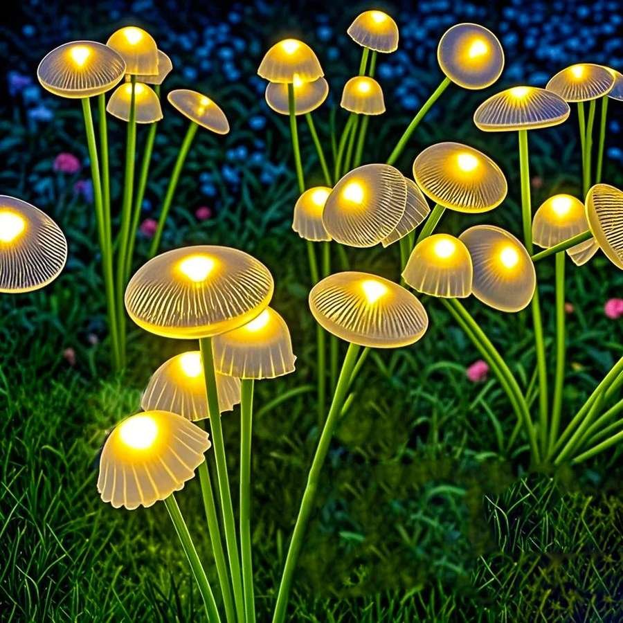 Solar Garden Lights Dual Mode LED Solar Mushroom Lights Wate