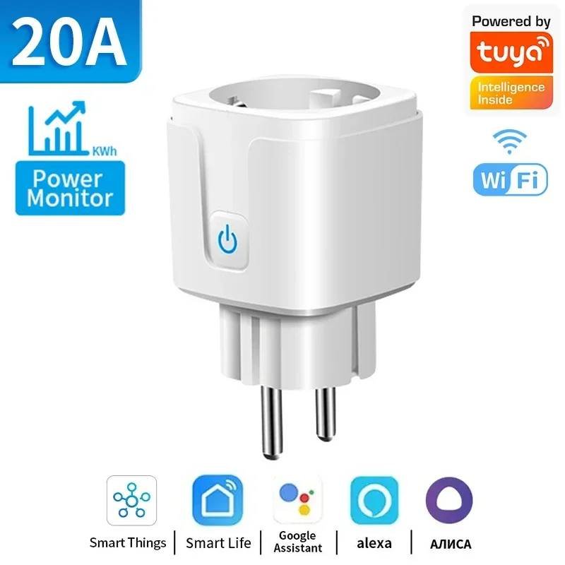 TNCE Tuya Wifi/Zigbee3.0 Smart Socket EU Plug 16/20A Power M